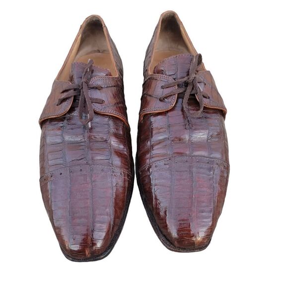 Vtg David  Eden Men\'s Oxford Shoes Size 11.5 Brown  Geniune Alligator Cap Toe main image 4